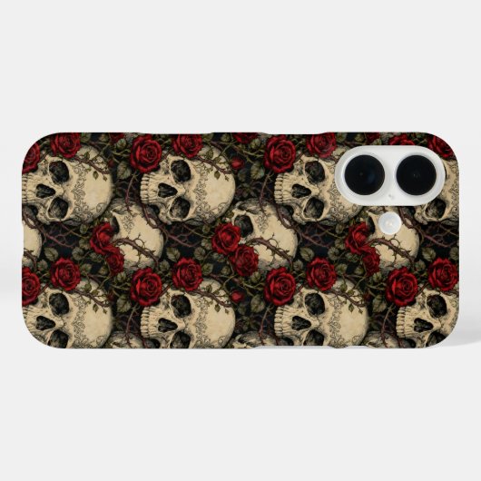Skulls and Briar Rose Case-Mate iPhone Hülle (Rückseite (Horizontal))