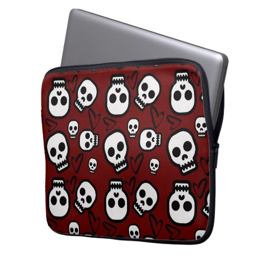 Skulls and Hearts Laptop carrier Laptopschutzhülle (Vorderseite Links)