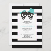 Skulls aqua blue Halloween Hochzeitspaare Dusche Einladung (Vorderseite)