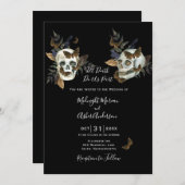 Skulls bis zum Tod tun uns TeilGotische Hochzeit Einladung (Vorne/Hinten)