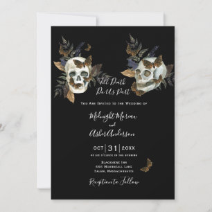 Skulls bis zum Tod tun uns TeilGotische Hochzeit Einladung