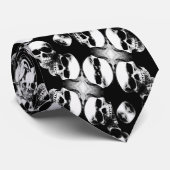 Skulls Black & White Neck Tie Krawatte (Gerollt)