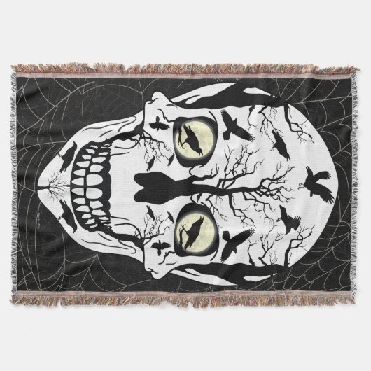 Skulls Blanket Raven Designed Wohngestaltung Decke (Vorderseite)
