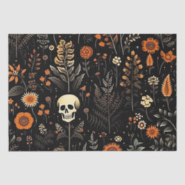 Skulls Blume und Grünes Schwarzes Halloween Seidenpapier