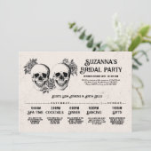 Skulls Brautparty Itinerary Bachelorette Rose Einladung (Stehend Vorderseite)