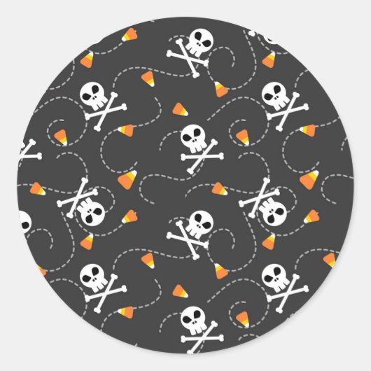 Skulls Crossbones und Candy Corn Runder Aufkleber (Vorderseite)