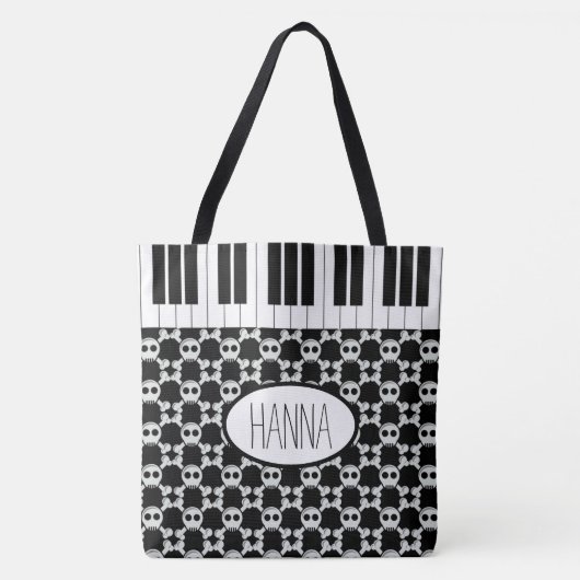 Skulls Crossbones und Piano Keys Tasche (Vorderseite)