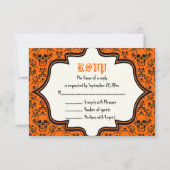 Skulls Damask Halloween Hochzeitskarte RSVP (Vorderseite)