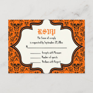 Skulls Damask Halloween Hochzeitskarte RSVP Karte