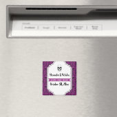 Skulls Damask lila, schwarze Hochzeit Save the Dat Magnet (In Situ (Geschirrspüler))