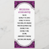 Skulls Damask lila, schwarzes Hochzeitsprogramm Programm (Rückseite)