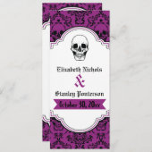 Skulls Damask lila, schwarzes Hochzeitsprogramm Programm (Vorne/Hinten)