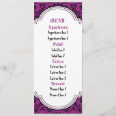 Skulls Damask Schwarz, lila Hochzeitskarte Menükarte (Rückseite)