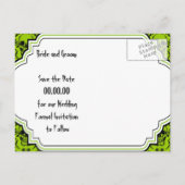 Skulls Damaskus grün schwarzes Halloween Save the  Ankündigungspostkarte (Rückseite)