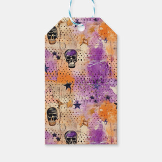 Skulls Dots Stars Boho Abstraktes Muster Halloween Geschenkanhänger