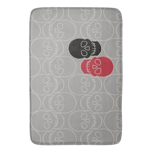 Skulls - Ghost Gray und Bone White Badematte (Vorderseite Vertikal)