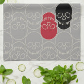 Skulls - Ghost Gray und Bone White Geschirrtuch (Gefaltet)