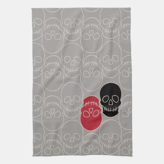 Skulls - Ghost Gray und Bone White Geschirrtuch (Vertikal)