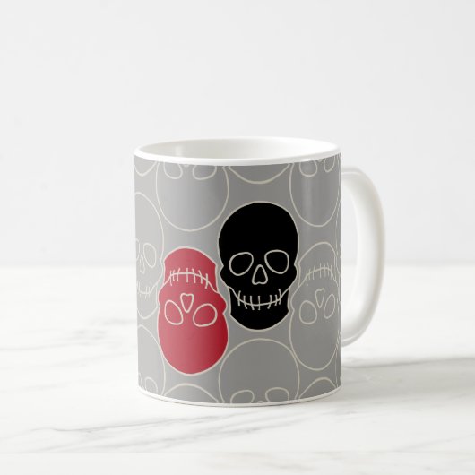 Skulls - Ghost Gray und Bone White Kaffeetasse (VorderseiteRechts)