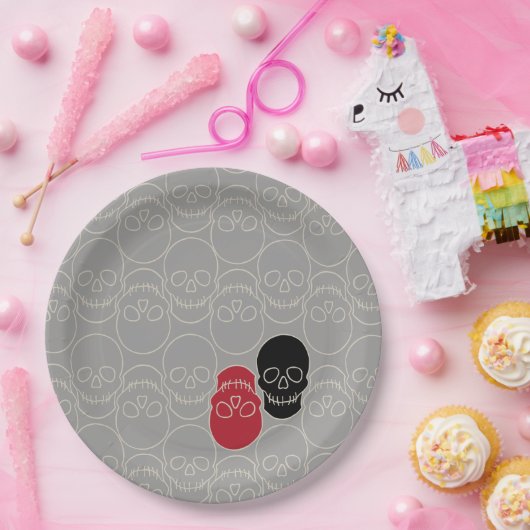 Skulls - Ghost Gray und Bone White Pappteller (Party)