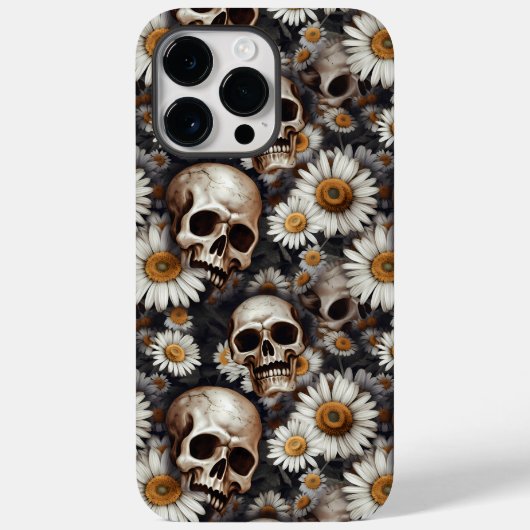 Skulls Gothic Daisy Blume Pattern Case-Mate iPhone Hülle (Rückseite)