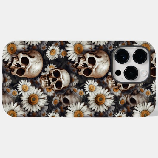 Skulls Gothic Daisy Blume Pattern Case-Mate iPhone Hülle (Rückseite (Horizontal))
