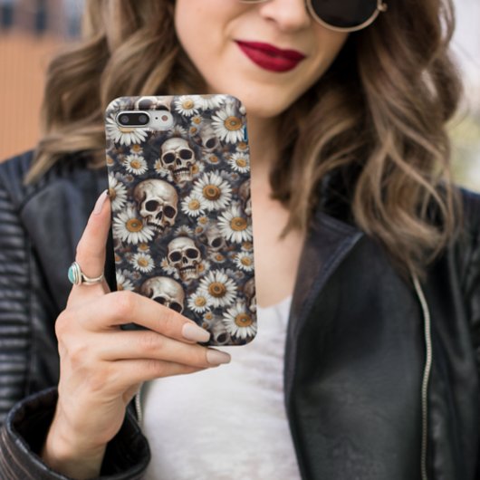 Skulls Gothic Daisy Blume Pattern Case-Mate iPhone Hülle