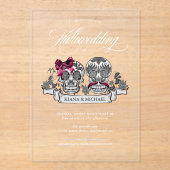 Skulls Gothic Hallowedding Burgundy ID866 Acryleinladungen (Vorderseite)