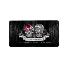 Skulls Gothic Hallowedding Burgundy ID866 Adressaufkleber