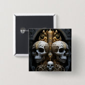 Skulls Gothic Horror Goth Surreal Art Button (Vorne & Hinten)