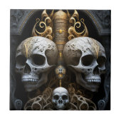 Skulls Gothic Horror Goth Surreal Art Fliese (Vorderseite)