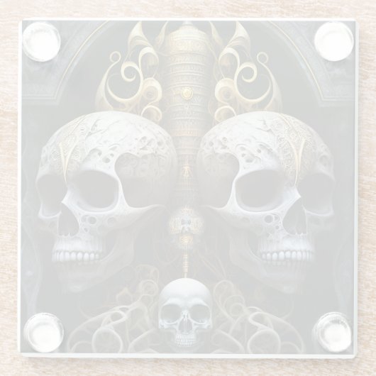 Skulls Gothic Horror Goth Surreal Art Glasuntersetzer (Rückseite)