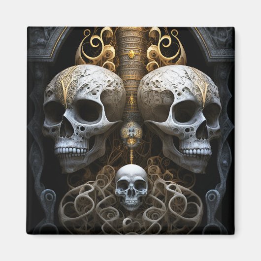 Skulls Gothic Horror Goth Surreal Art Magnet (Vorne)