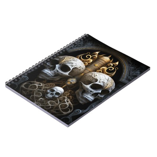 Skulls Gothic Horror Goth Surreal Art Notizblock (Linke Seite)