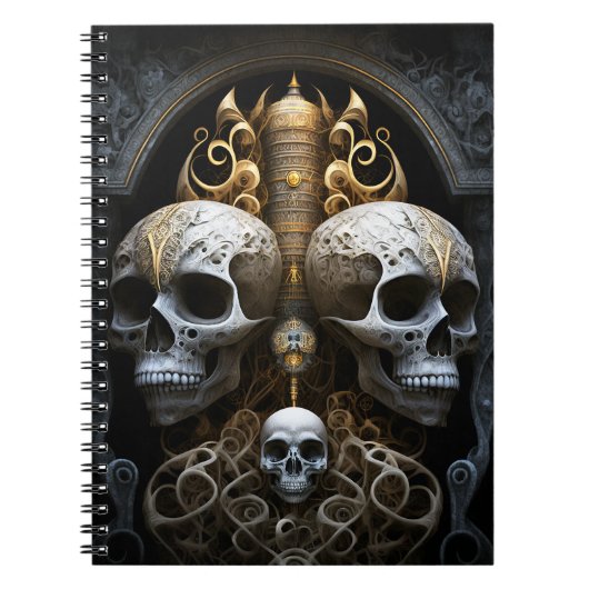 Skulls Gothic Horror Goth Surreal Art Notizblock (Vorderseite)
