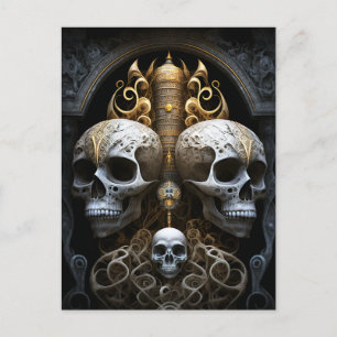 Skulls Gothic Horror Goth Surreal Art Postkarte