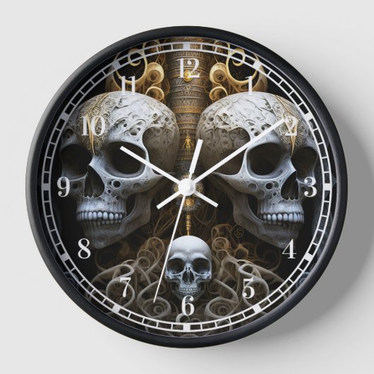 Skulls Gothic Horror Goth Surreal Art Uhr (Vorderseite)