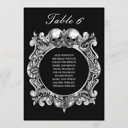 Skulls Gothic Wedding Seating Plan Tischnummer (Rückseite)