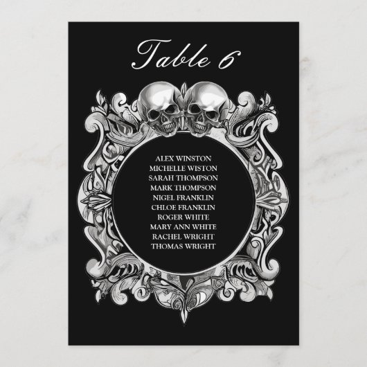 Skulls Gothic Wedding Seating Plan Tischnummer (Vorderseite)