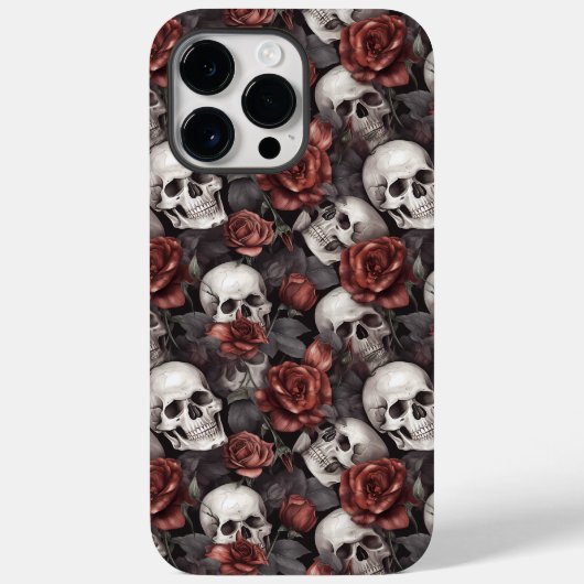 Skulls Gotische Rote Rose Muster Case-Mate iPhone Hülle (Rückseite)