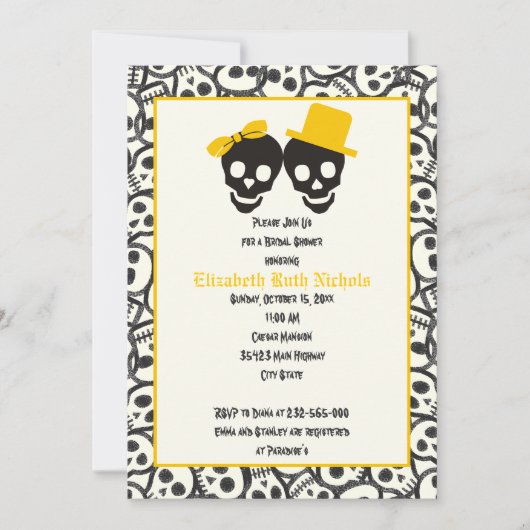 Skulls Halloween-Brautparty Einladung (Vorderseite)