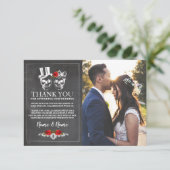 Skulls Halloween Danke, dass ihr Hochzeitskhalk-Fo Dankeskarte (Stehend Vorderseite)