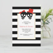 Skulls Halloween Hochzeitsessen Probe Einladung (Stehend Vorderseite)
