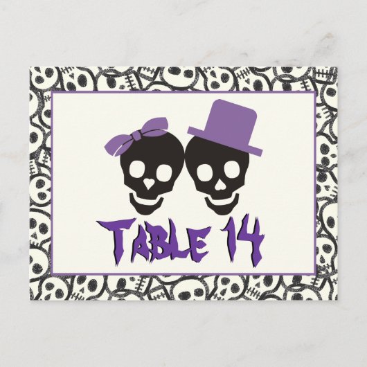 Skulls Halloween lila Tischnummer (Vorderseite)