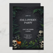 Skulls Halloween-Party mit dunklem Hintergrund Einladung (Vorne/Hinten)