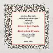 Skulls Halloween Rote Schwarze Hochzeit Einladung (Vorne/Hinten)