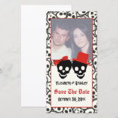 Skulls Halloween rote schwarze Hochzeit Save the D Date (Vorne/Hinten)