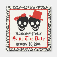 Skulls Halloween rote schwarze Hochzeit Save the D