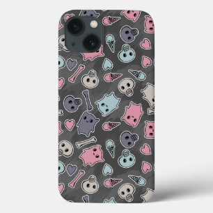 Skulls, Hearts on black background Case-Mate iPhone Hülle