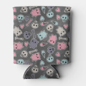 Skulls, Hearts on black background Dosenkühler (Vorderseite)